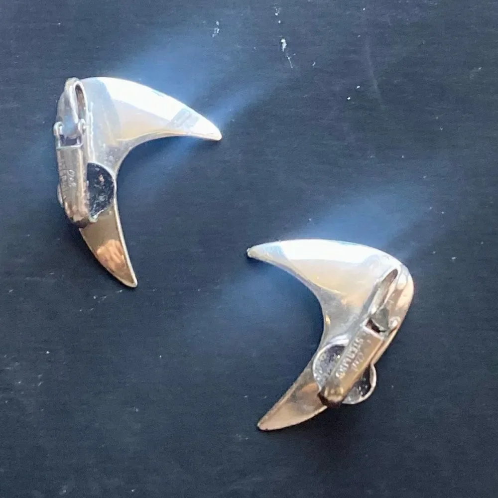 ORB Sterling Modernist Clip on Earrings